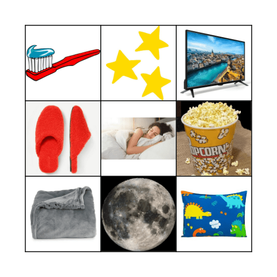 Pajama Party Bingo Card