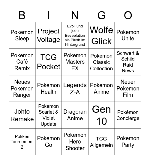 Medom Pokemon Presents Bingo Card