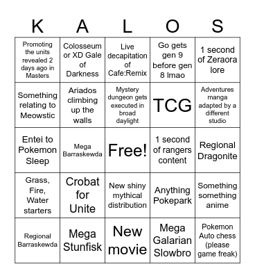 POKEMON PRESENTS 2025 BINGO Card