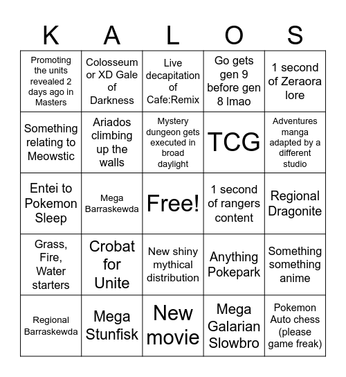 POKEMON PRESENTS 2025 BINGO Card