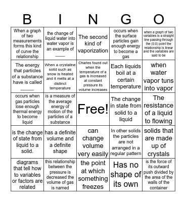 Science Chp 2  Bingo Card