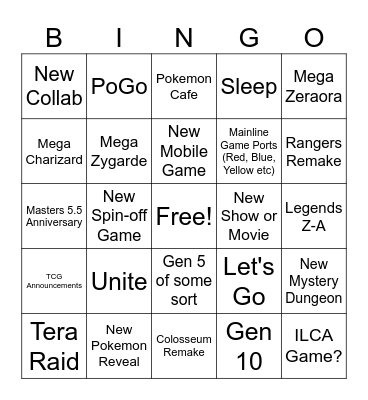 Pokemon Presents 2025 Bingo Card
