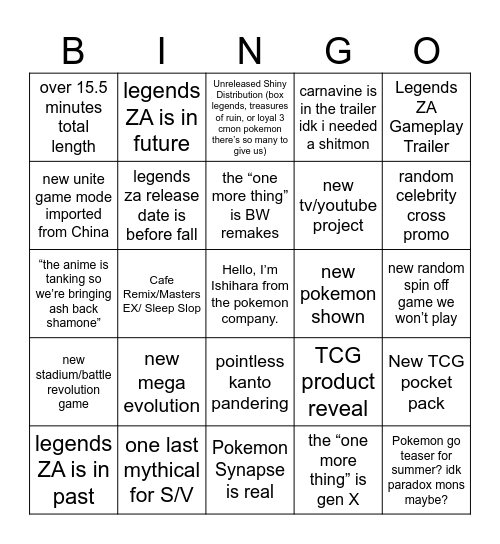 Pokemon Day 2025 Bingo Card