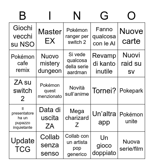 Puchimanz Bingo Card