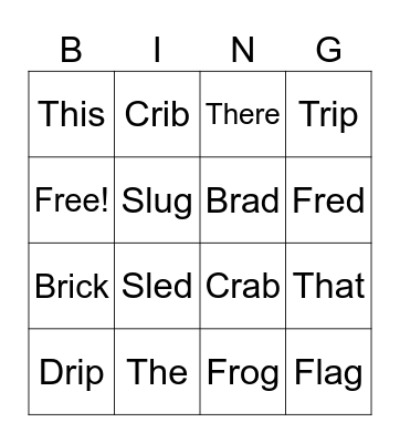 Sight word bingo Card