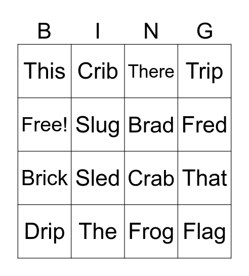 Sight word bingo Card