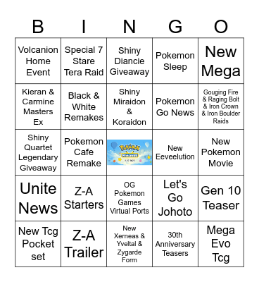 Pokemon Presents 2025 Bingo Card