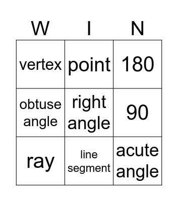 Geometry Bingo Card