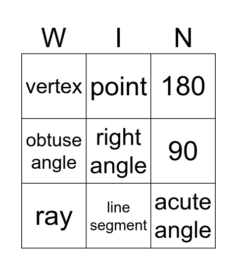 Geometry Bingo Card