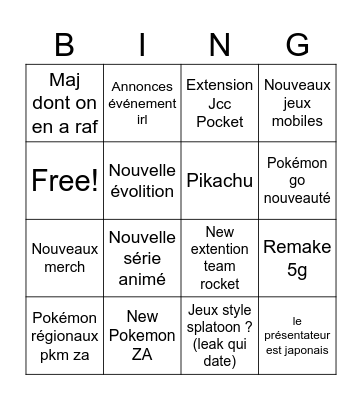 Bingo pkm Bingo Card