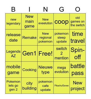 De Ultieme Pokemon Direct Kaart van Bramdell Bingo Card