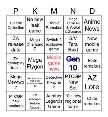 Pokemon Day 2025 Bingo Card