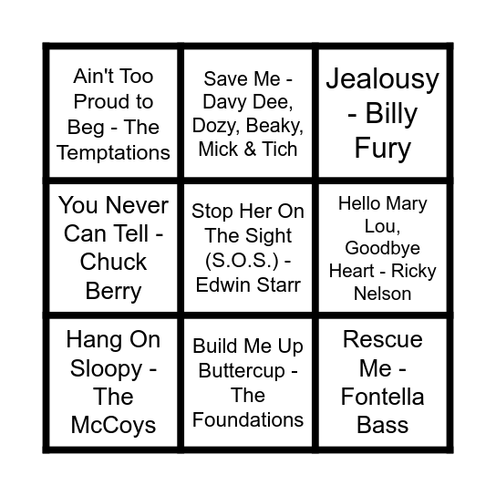 All Them Years Ago Bingo Card