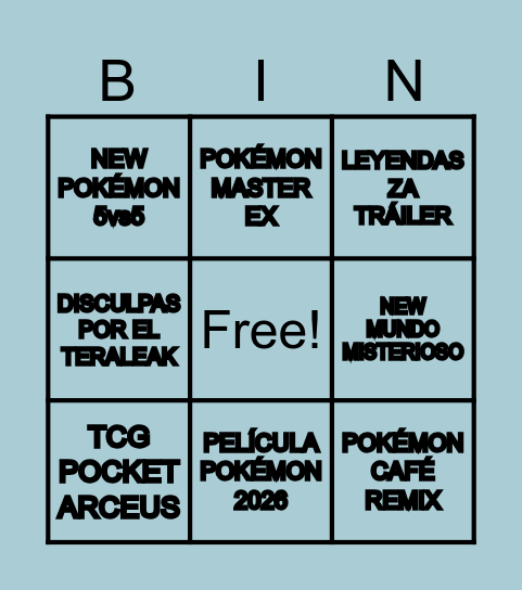 Pokemon Presents 2025 Bingo Card