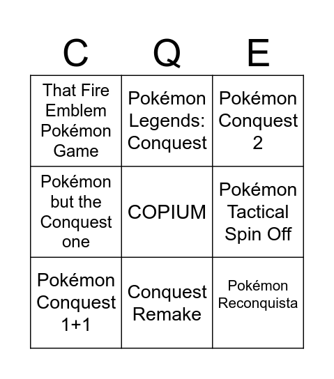 Pokemon Presents Bingo Card