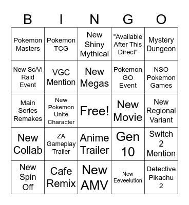 Pokemon Day 2025 Bingo Card