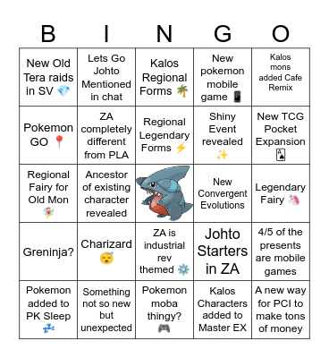 Pokemon Day 2025 Bingo Card