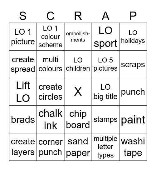 20 years Scrappoedies Bingo Card