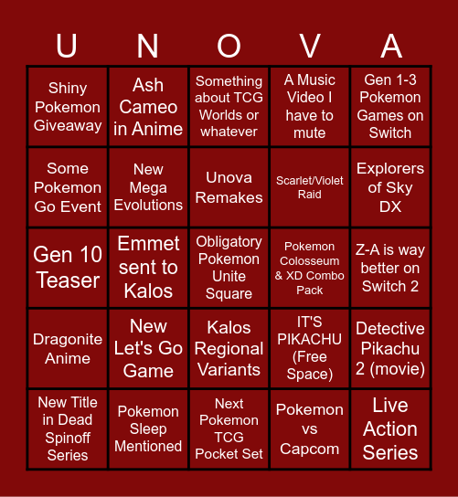Pokemon Day 2025 Announcements Bingo Card