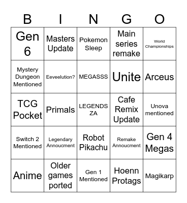 POKEMON DAY Bingo Card
