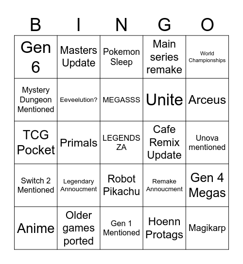 POKEMON DAY Bingo Card