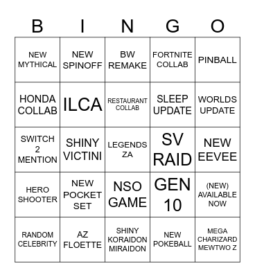 Pokemon day Bingo Card