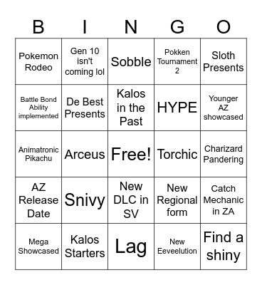 Pokemon Presents 2025 Bingo Card