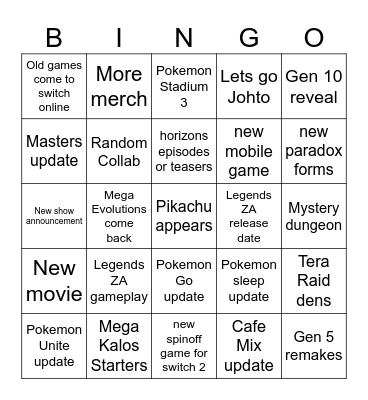 Pokemon Day 2025 Bingo Card