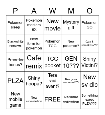 Pokemon presents 2025 Bingo Card
