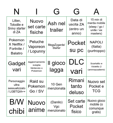 Pokemon Bingo Card