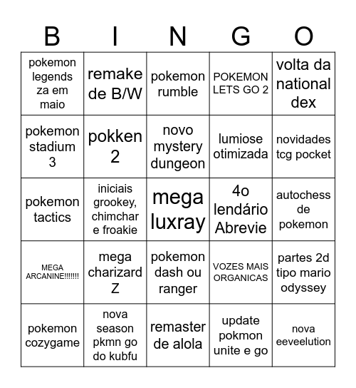 POKEMON DIRECT Bingo Card