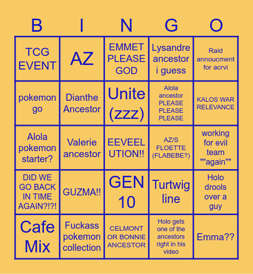 POKEMON PRESNETANTION Bingo Card