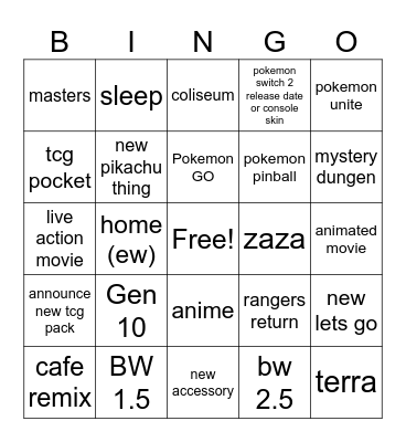 pokemonb Bingo Card