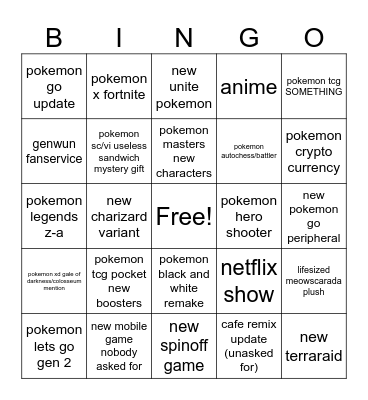 pokemon presents bingo Card