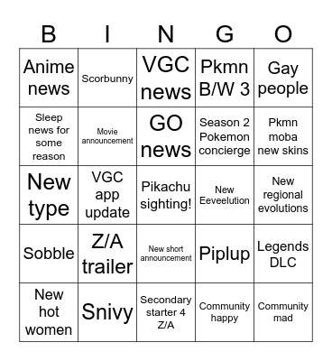 pokemon Bingo Card