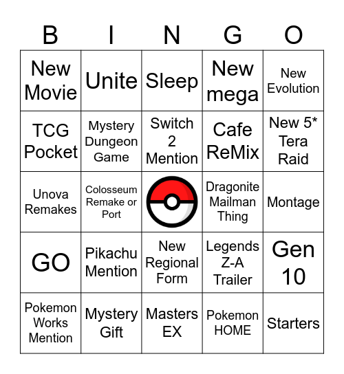 Pokémon Presents 2025 BINGO! Bingo Card