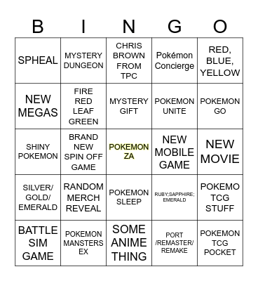 Pokemon Day Bingo Card