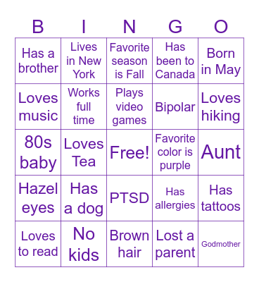 Get To Know Me BINGO Card