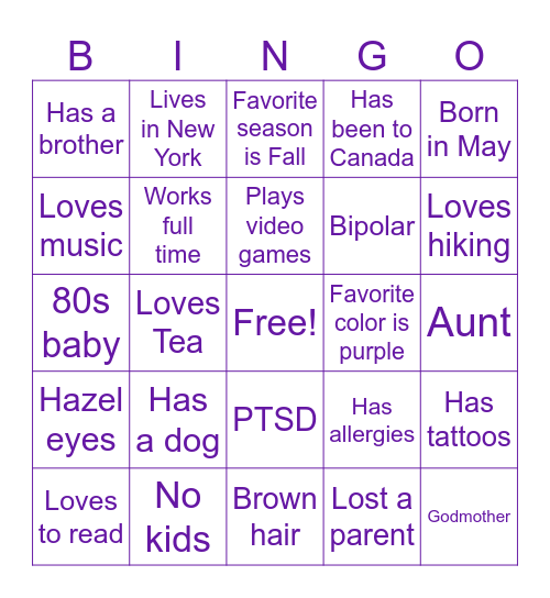 Get To Know Me BINGO Card