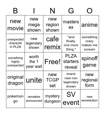 Pokemon Day 2025 Bingo Card