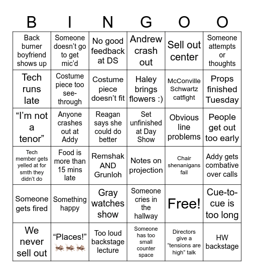 Tech week Bingo Card