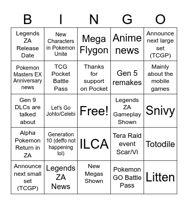 Pokemon Day Bingo 2025! Bingo Card