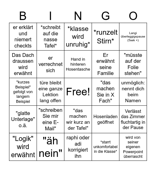 Hesselbarth Edition Bingo Card