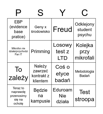 3 rok bingo Card