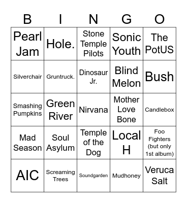 Grung Bingo Card