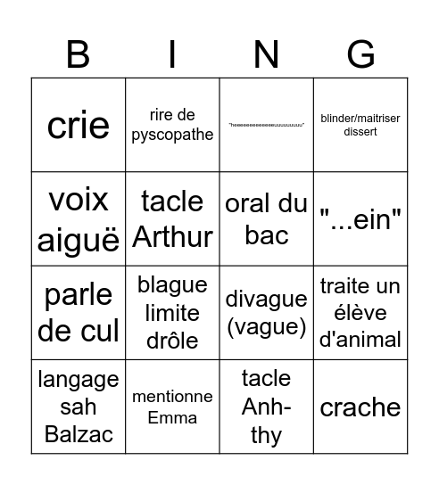 Bingo Garier Bingo Card