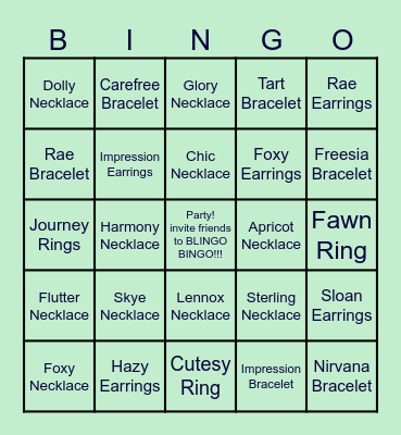 Park Lane BLINGO BINGO Game Bingo Card