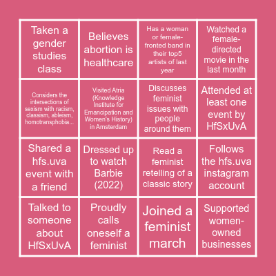 Women's month bingo Card