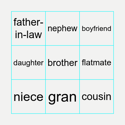 Family Members Bingo Card