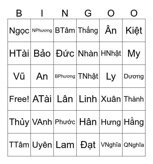 115 YÊU THƯƠNG Bingo Card